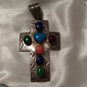 Silver cross w stones